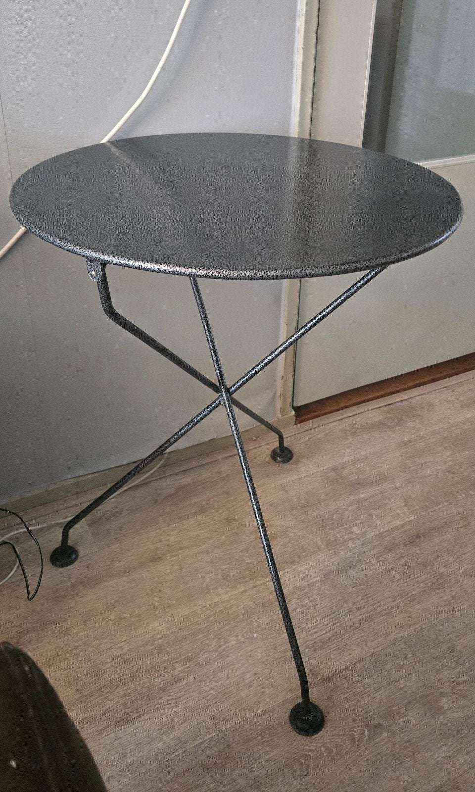 Ronde bistro tafel - Antraciet metaal, Ophalen, Zo goed als nieuw, Rond, Metaal