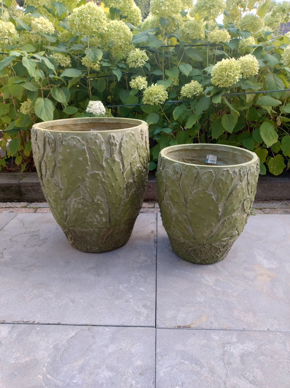 2 groene bloempotten leuk design met de cactussen nieuw, Ophalen, Nieuw
