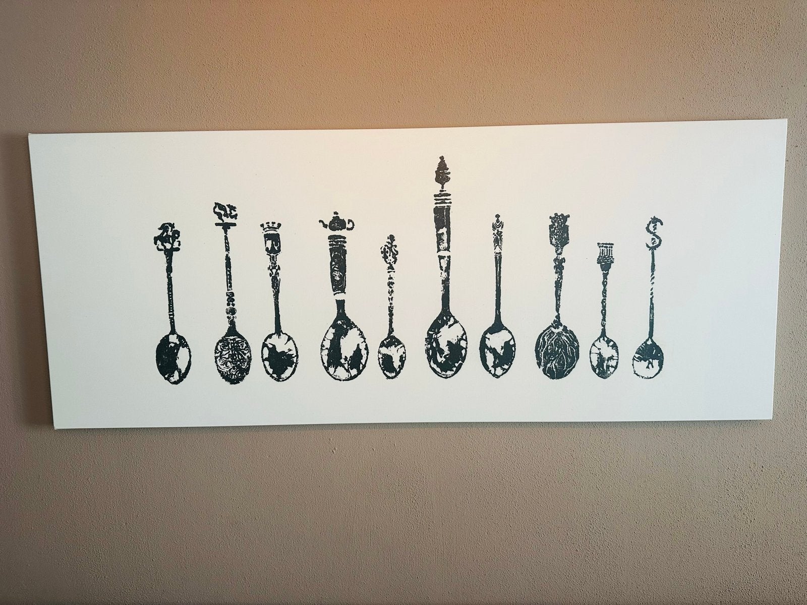 Canvas schilderij met lepels, Ophalen, Zo goed als nieuw, Schilderij