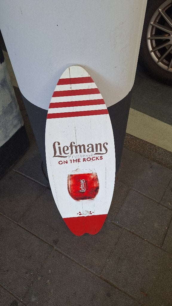 liefmans reclamebord hout surf, Verzamelen, Ophalen of Verzenden, Zo goed als nieuw, Reclamebord, Plaat of Schild, Overige merken