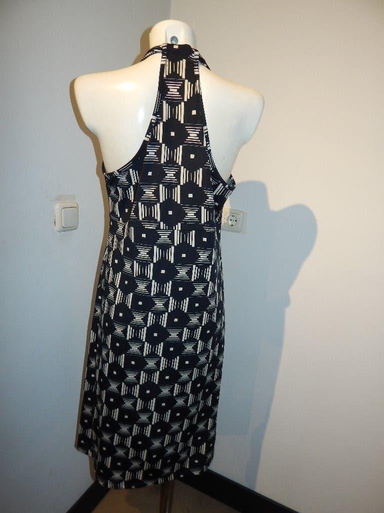 King Louie stretch jurk soort halter look in printje mt XL, Verzenden, Zwart, Maat 46/48 (XL) of groter, Zo goed als nieuw