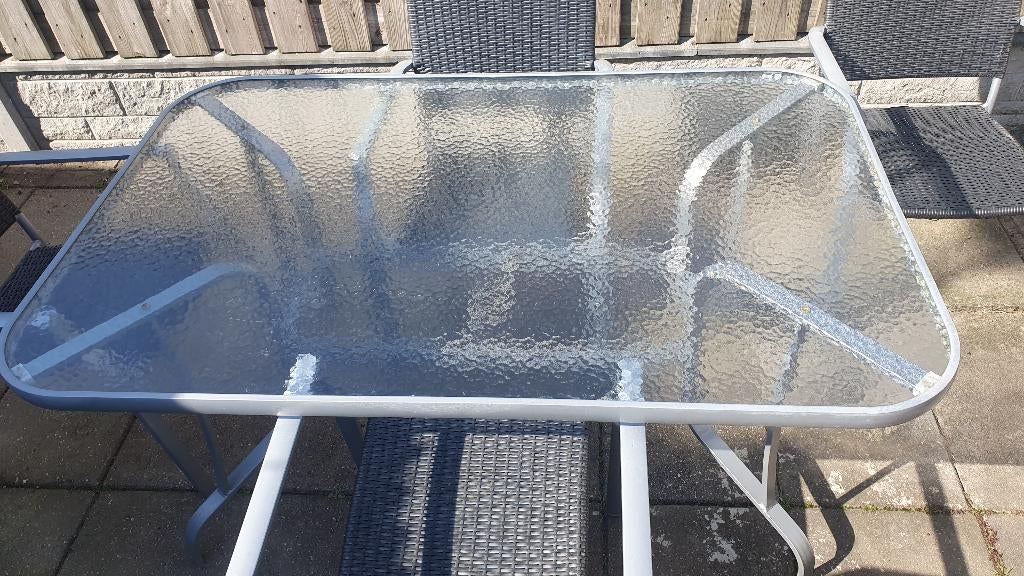 Tuintafel met stoelen, Tuin en Terras, Tuinsets en Loungesets, Ophalen, 4 zitplaatsen, Eettafel, Aluminium