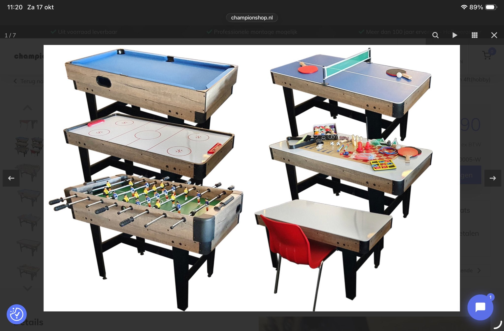 Multi Game Tafel - Voetbal, Snooker, Airhockey, Een of twee spelers, Ophalen, Gebruikt