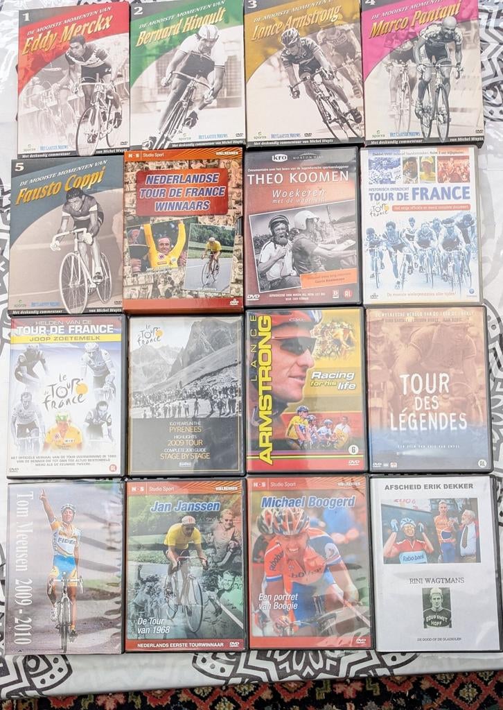 Grote collectie wielrennen DVD's - Tour de France & meer, Gebruikt, Alle leeftijden, Ophalen of Verzenden, Documentaire