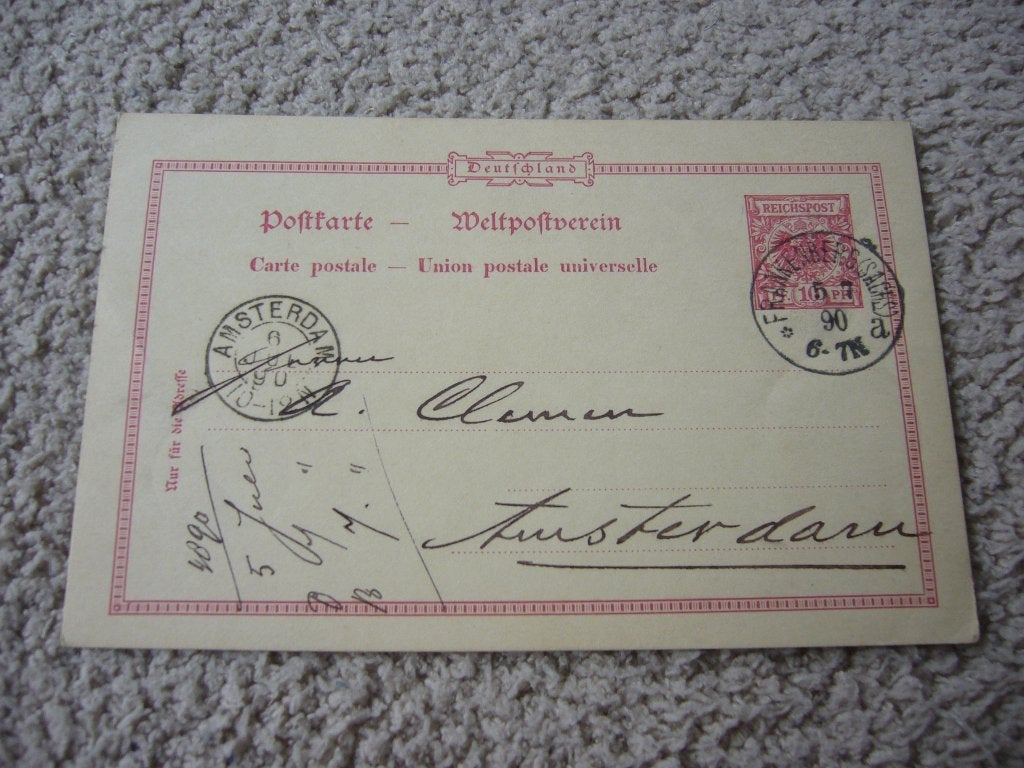 DUITSLAND  =  VERSTURD NAAR AMSTERDAM  1890, Verzamelen, Ophalen of Verzenden, Voor 1920, Gelopen, Duitsland