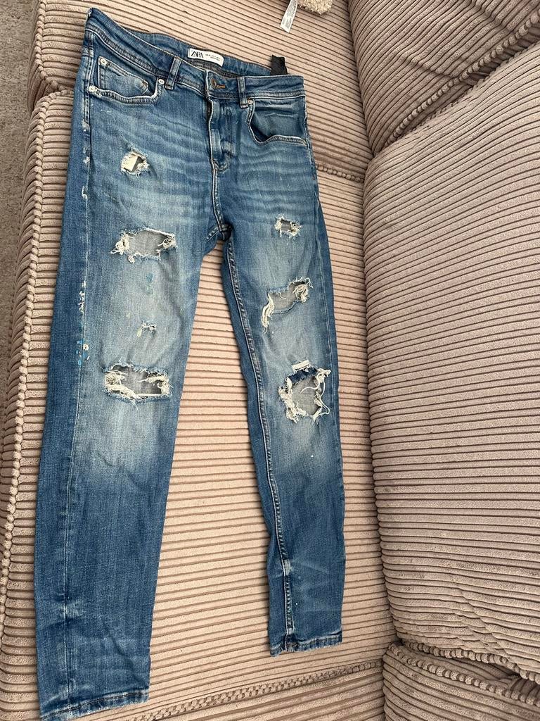 Zara Heren Spijkerbroek met Scheuren Maat 40, Ophalen of Verzenden, Zo goed als nieuw, Blauw, W40 - W42 (confectie 56/58)