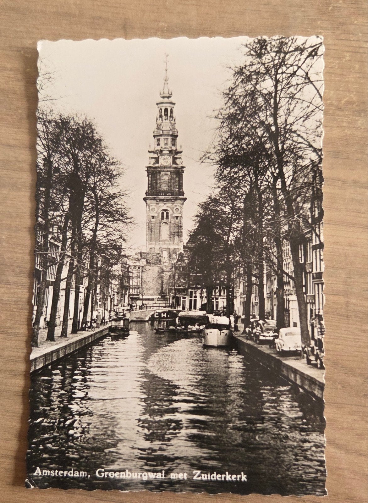 Oude ansichtkaart Amsterdam Groenburgwal met Zuiderkerk, Ophalen of Verzenden