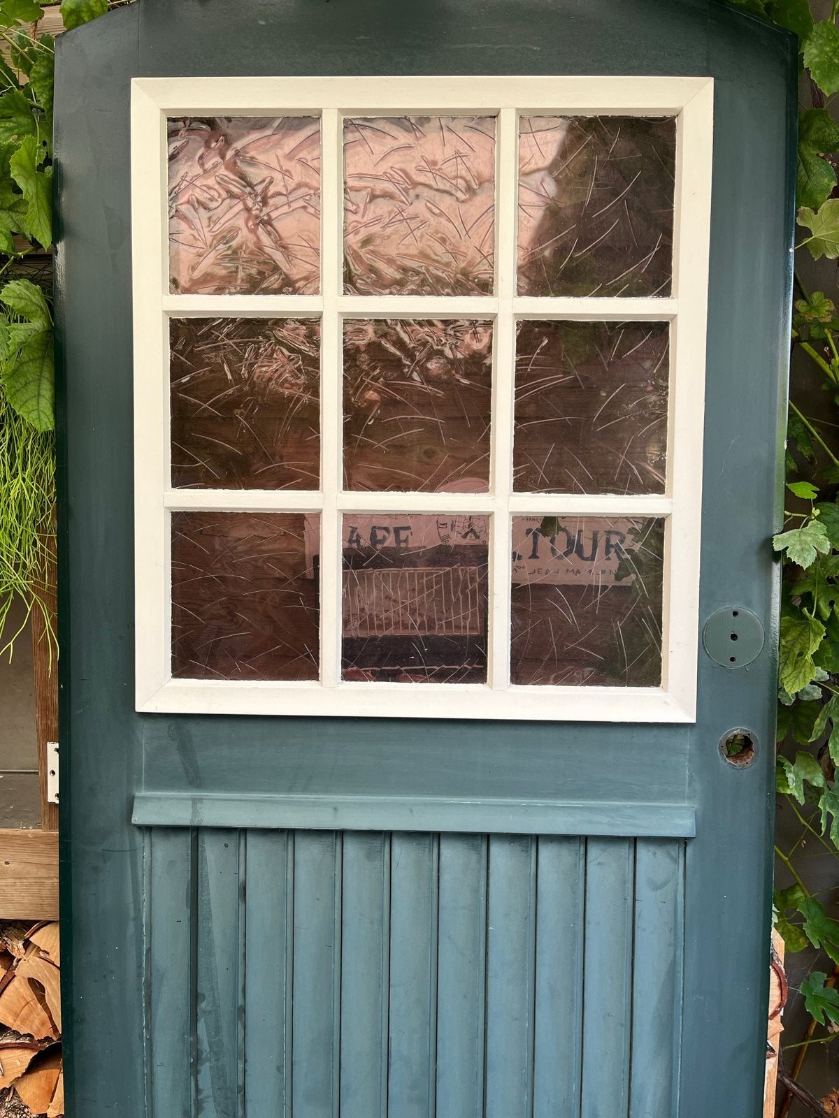 Hardhouten Buitendeur met Glas - 207/218 x 97,5 cm, Ophalen, Gebruikt, 80 tot 100 cm, Buitendeur