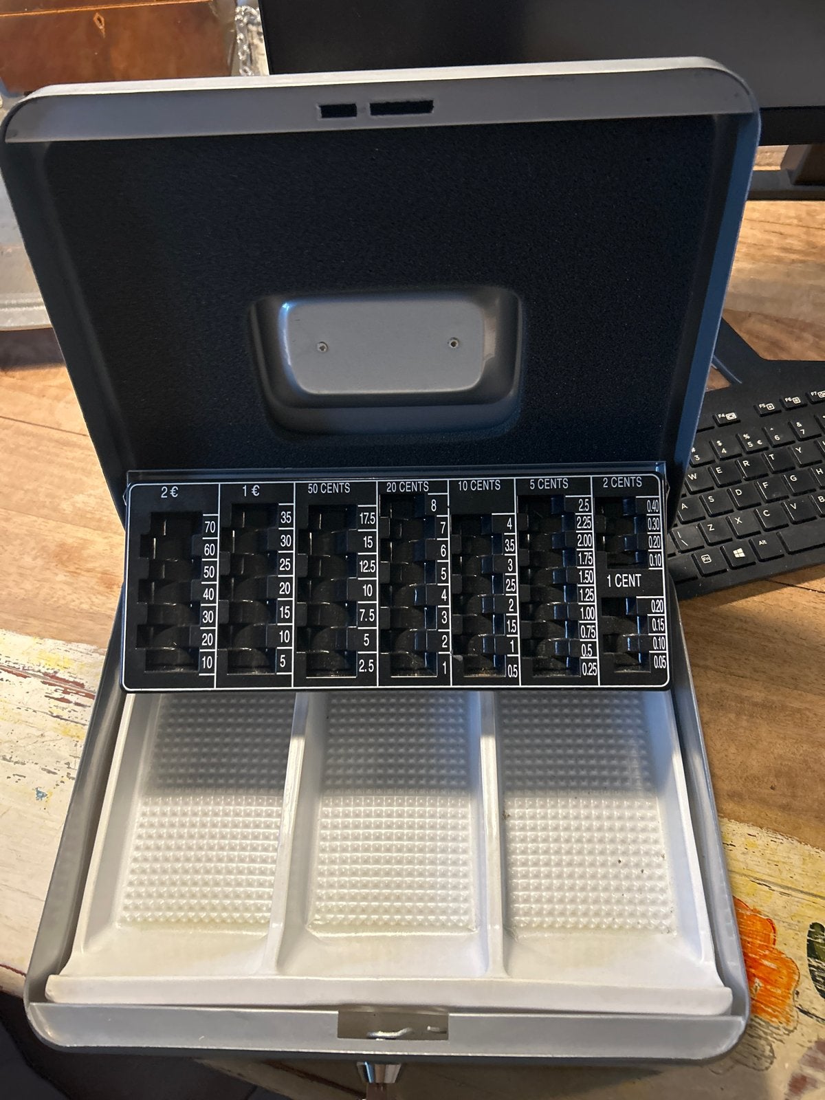 Kassalade met muntenteller en 2x sleutel - 30x24x9 cm, Ophalen of Verzenden