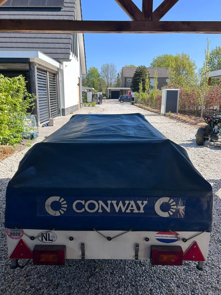 Te koop: Conway vouwwagen – compleet & goed onderhouden (€, Ophalen, Grijs, Aanwezig