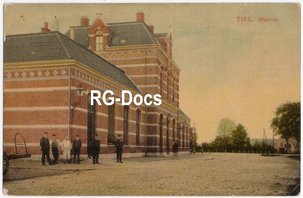 Ansichtkaart - Briefkaart Trein Station Tiel 1917, Ophalen of Verzenden, Voor 1920, Gelopen, Gelderland