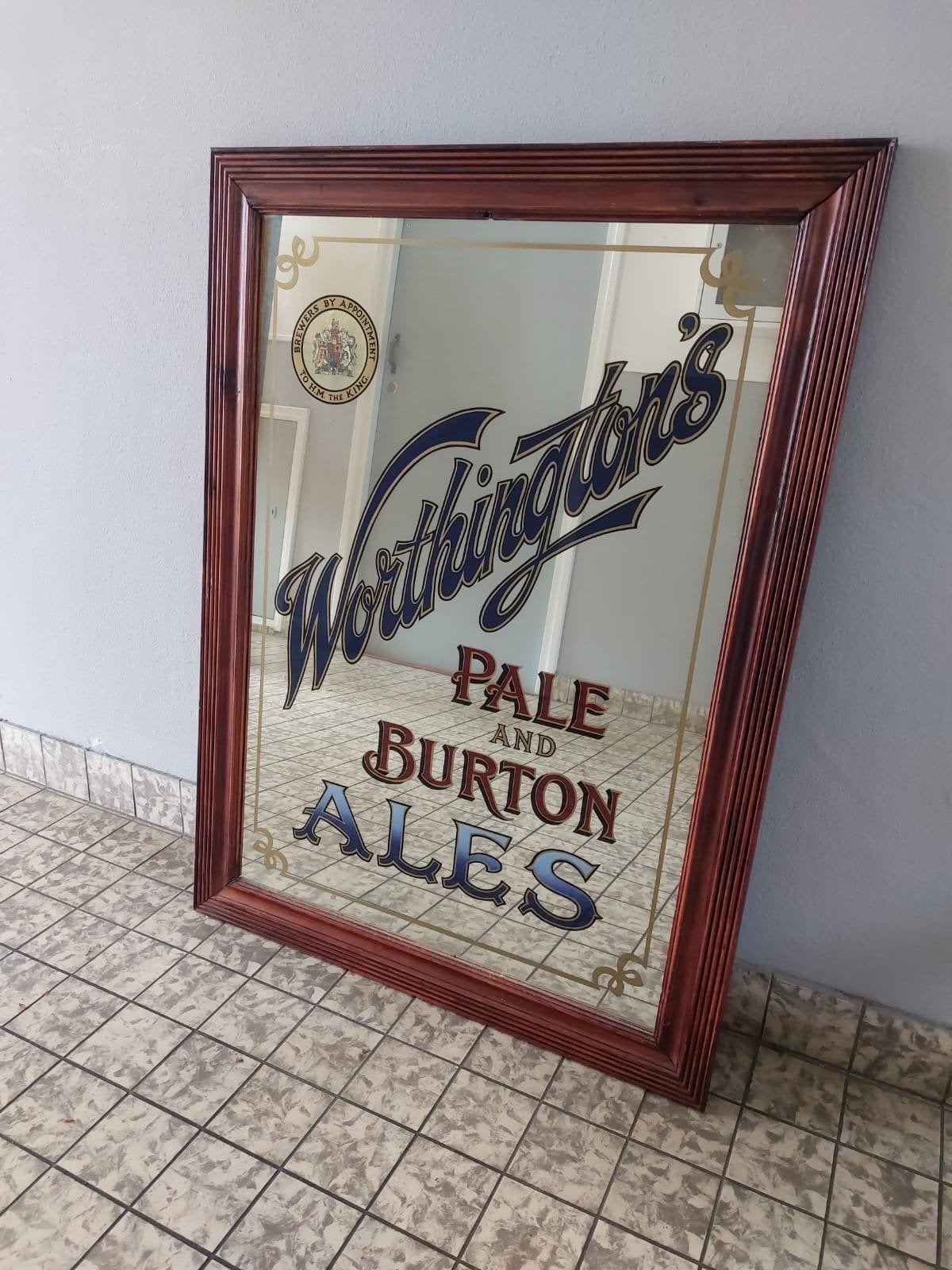 Vintage Worthington's Pale & Burton Ales spiegel, Ophalen, Rechthoekig, 50 tot 100 cm, 100 tot 150 cm