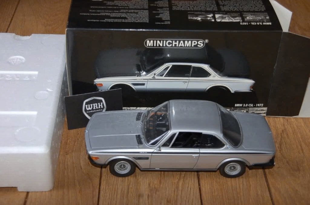 1:18 BMW 3.0 CSL E9 silver Minichamps diecast in box WRH, Hobby en Vrije tijd, Verzenden, Zo goed als nieuw, Auto, MiniChamps