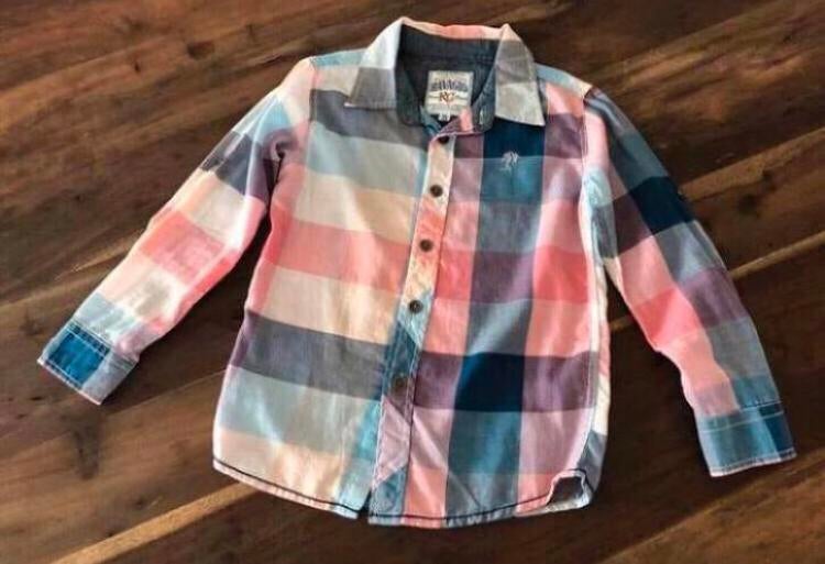 💙 RAVAGIO Mt 116 122 blouse overhemd PALMBOOM jongen, Ophalen of Verzenden, Zo goed als nieuw, Jongen, Overhemd of Blouse