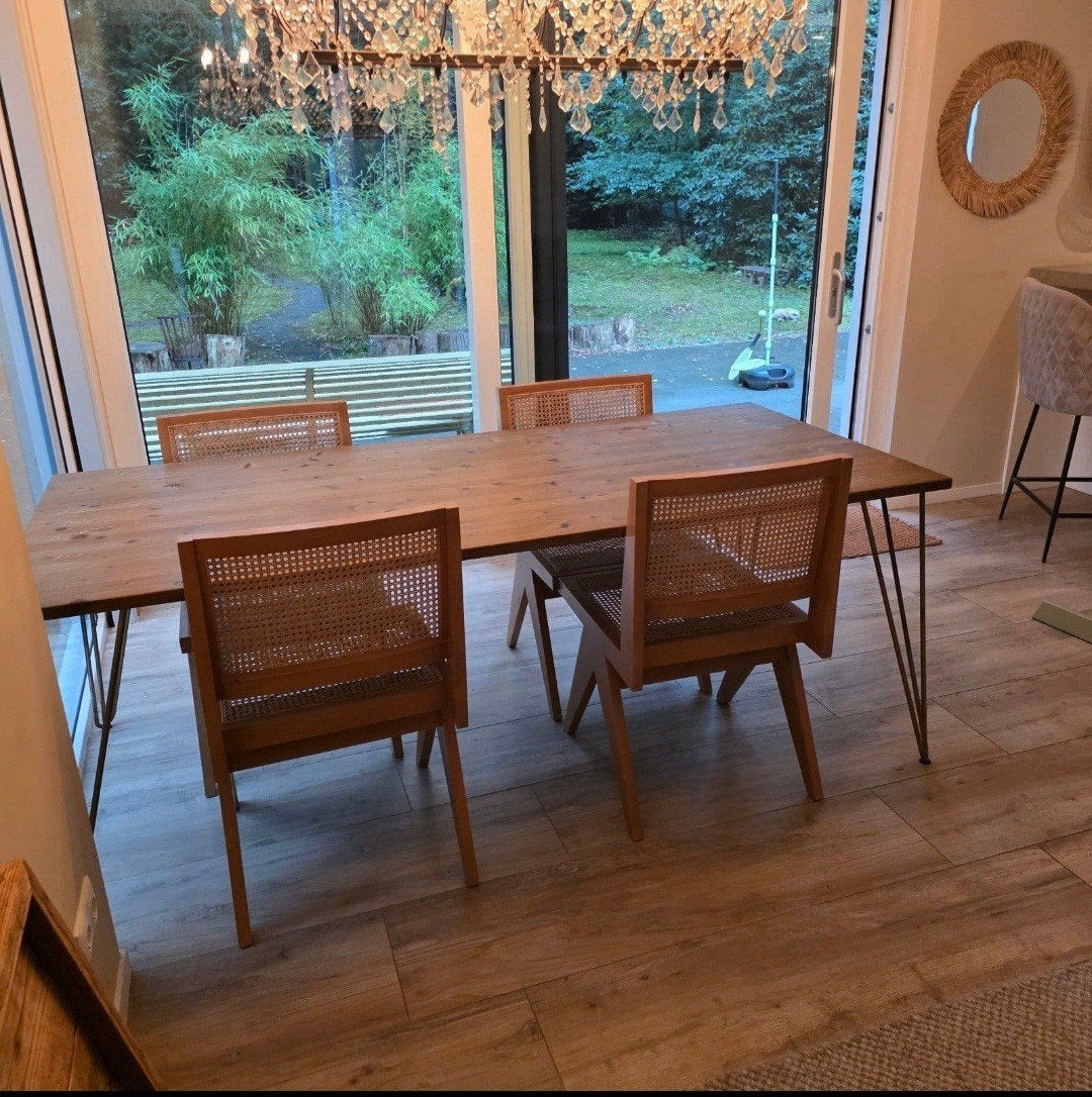 Allon Dery eettafel 90x200 met 4 stevige stoelen, Gebruikt, 50 tot 100 cm, 150 tot 200 cm, Vier personen