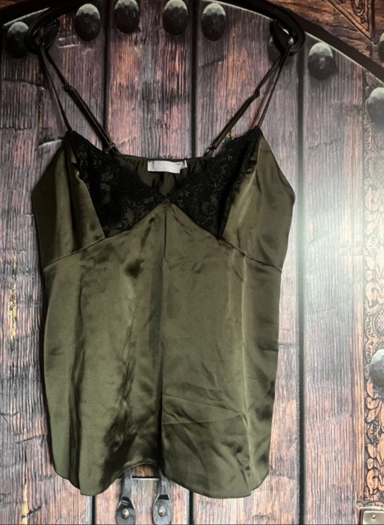 Groen/zwart satijnen top met spaghettibandjes 46 nu 14€, Kleding | Dames, Red Herring, Maat 46/48 (XL) of groter, Ophalen of Verzenden