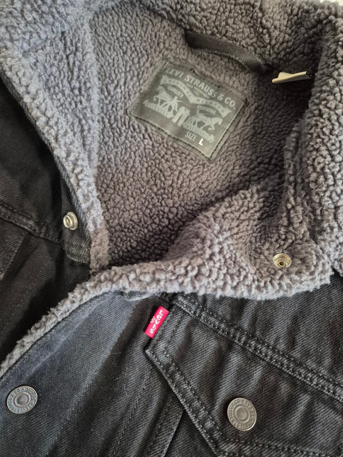 Levi's jeans jas spijkerjas spijkerjack Gevoerd maat L, Maat 52/54 (L), Verzenden, ., Zwart