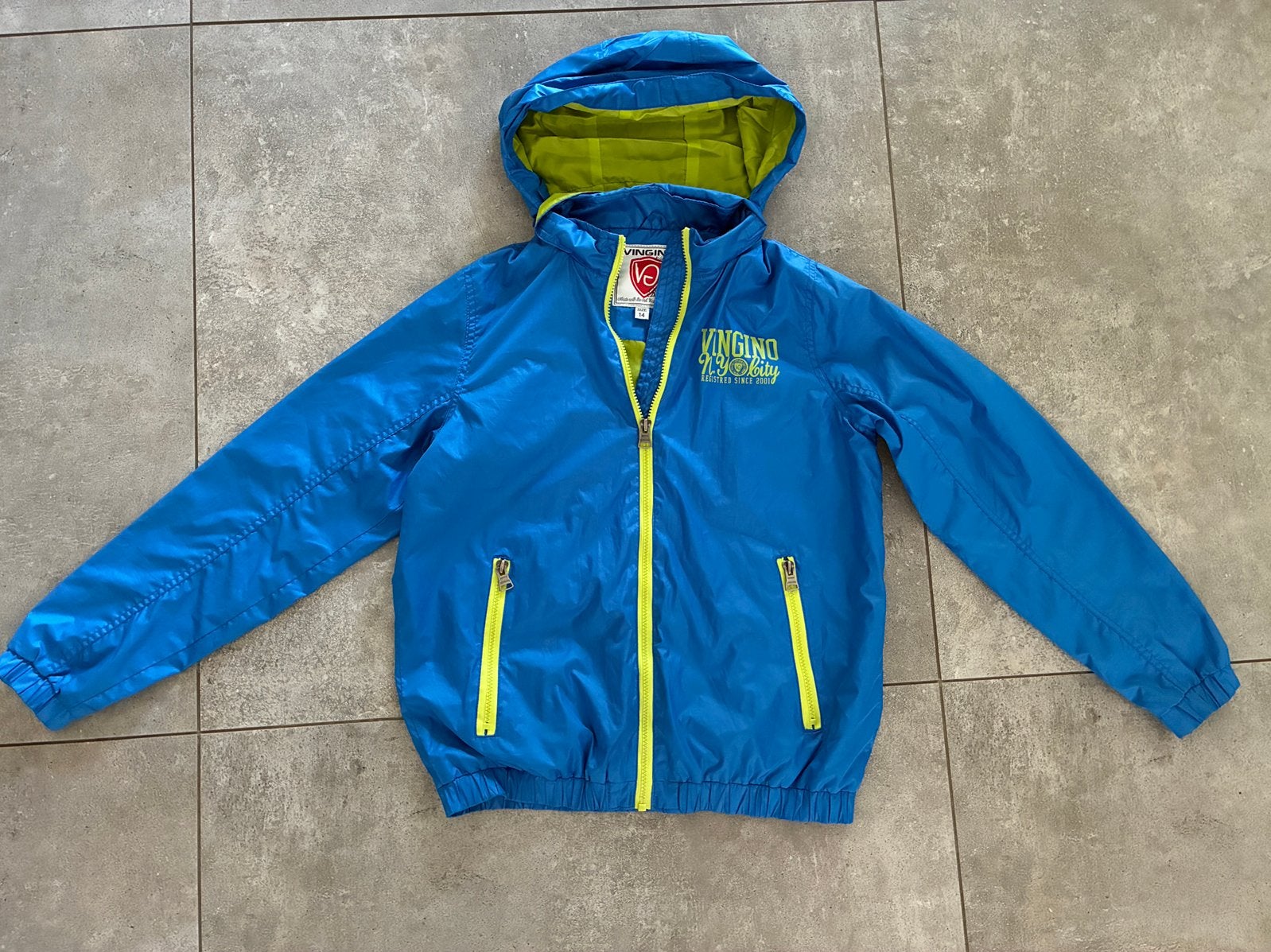 Vingino zomerjas jas capuchon blauw 14 jaar ZGAN!, Ophalen of Verzenden, Zo goed als nieuw, Jongen, Jas