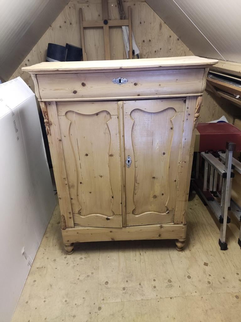 Antieke Houten biedemeijer kast met lade en deuren, Antiek en Kunst, Ophalen