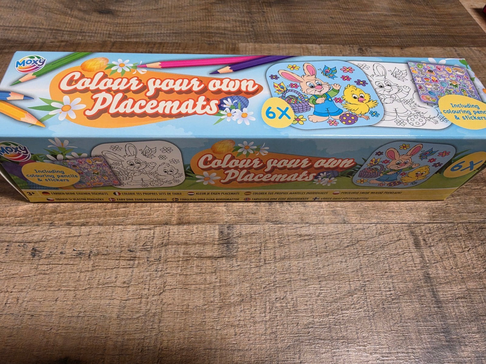 Moxy Kleur je eigen placemats - 6 stuks met potloden, Ophalen, Nieuw, Meerkleurig, Pasen