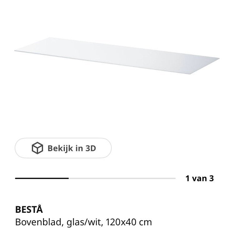Besta ikea, bovenblad glas,, Ophalen, Gebruikt, Glas, Minder dan 150 cm