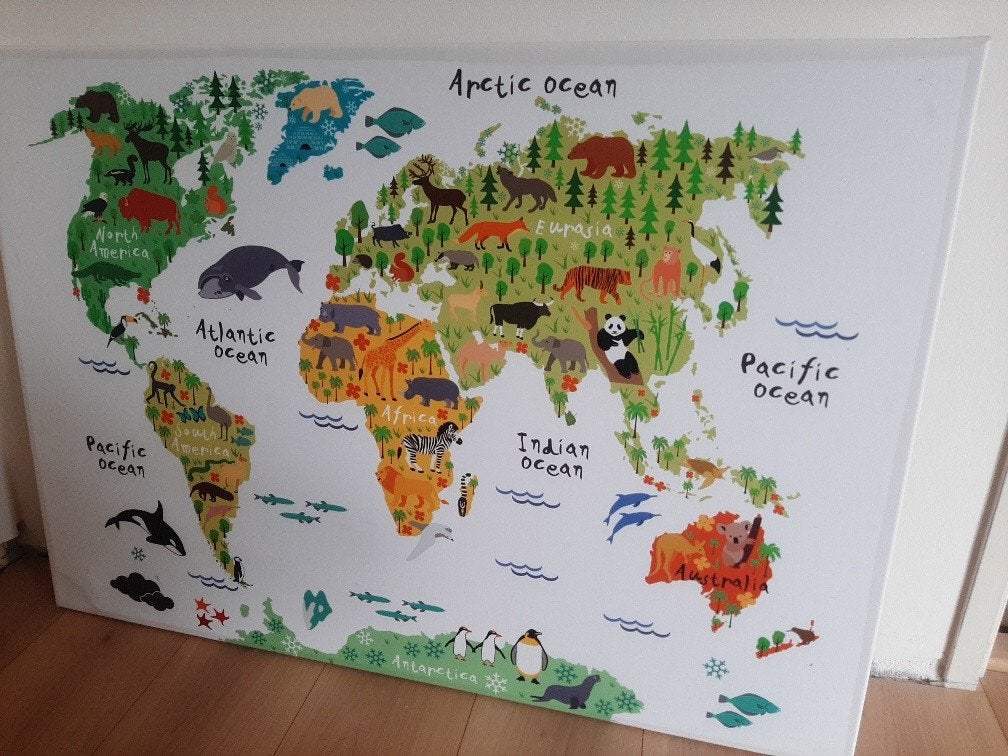 Prikbord wereldkaart, Ophalen, Overige merken, Zo goed als nieuw, Wanddecoratie