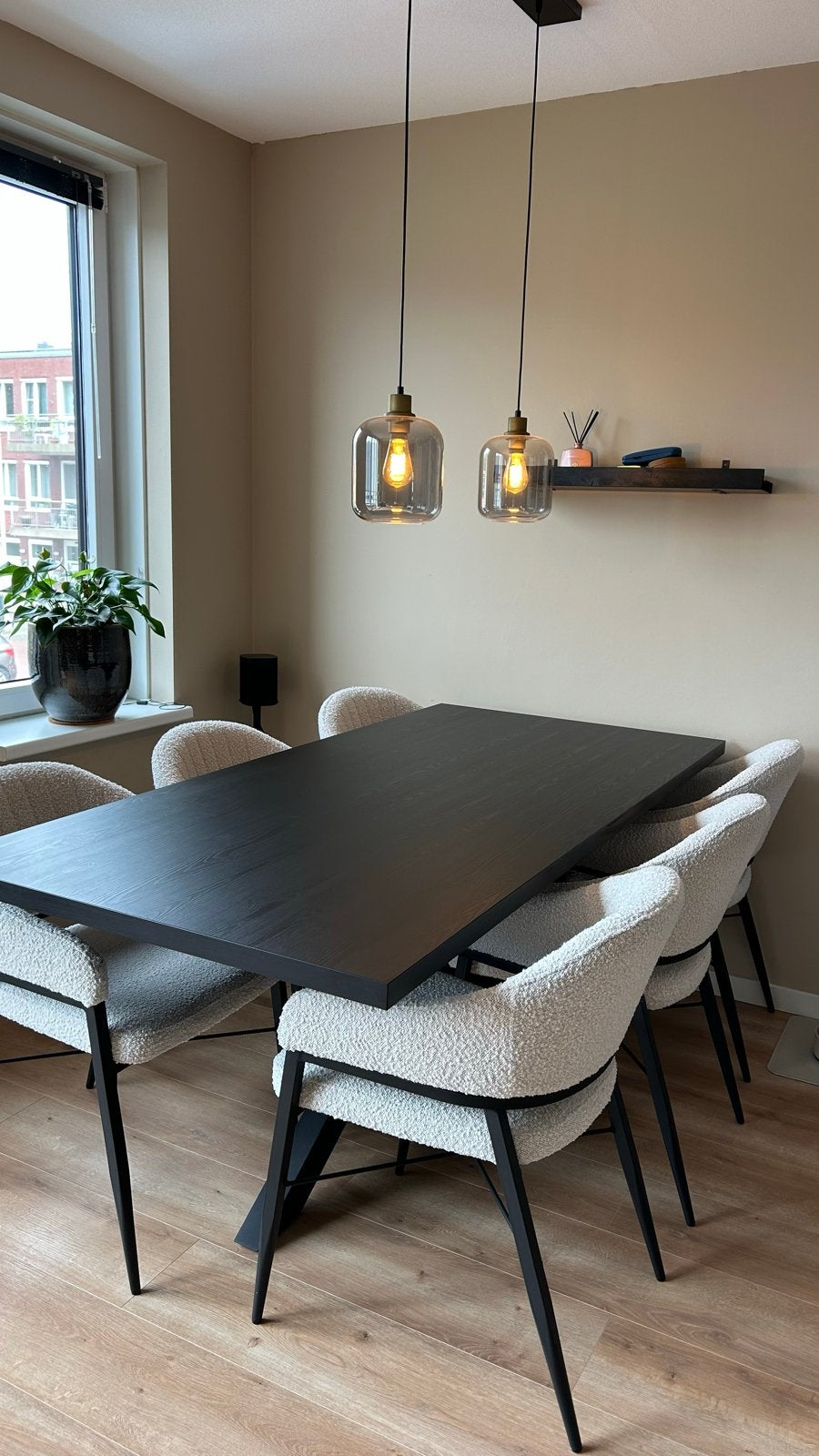 Te koop zeer nette eetset met 6 stoelen., Ophalen, Eikenhout, 50 tot 100 cm, Zo goed als nieuw