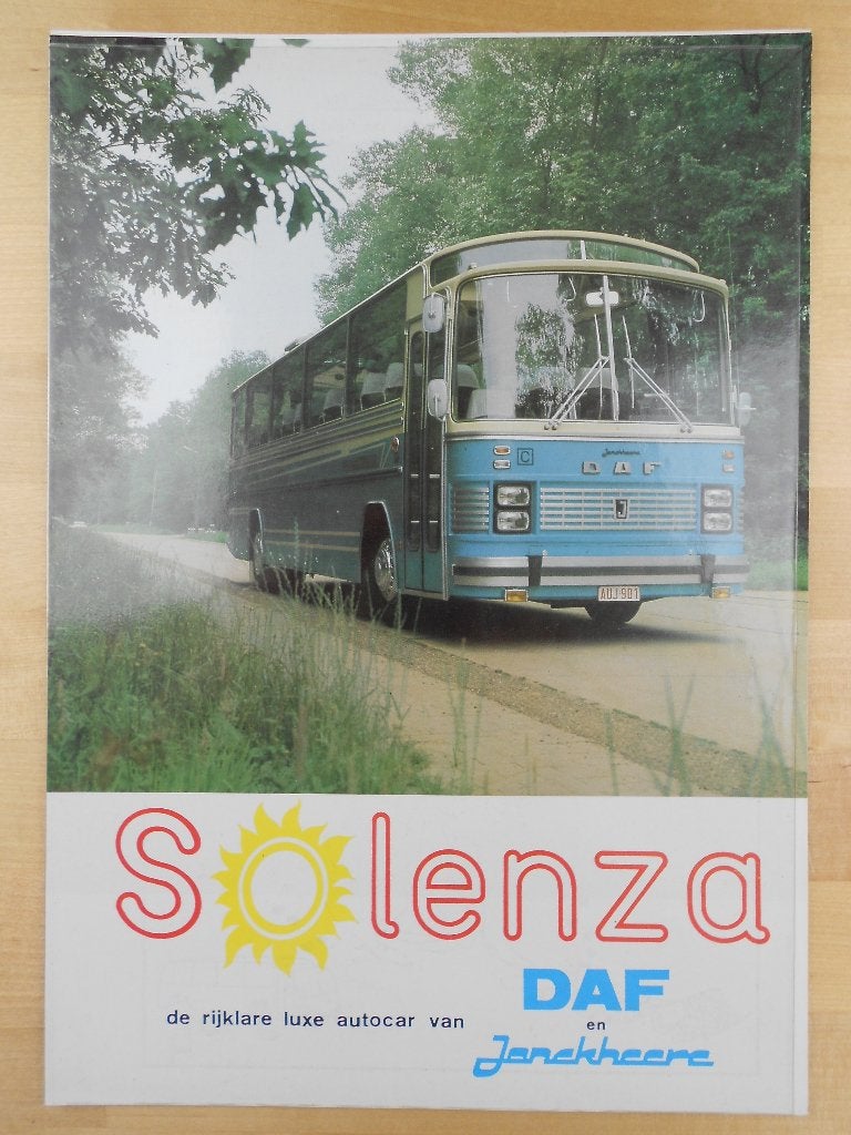 Jonckheere DAF Solenza Bus Brochure 1973 Touringcar, Ophalen of Verzenden, Zo goed als nieuw, Jonckheere, Overige merken
