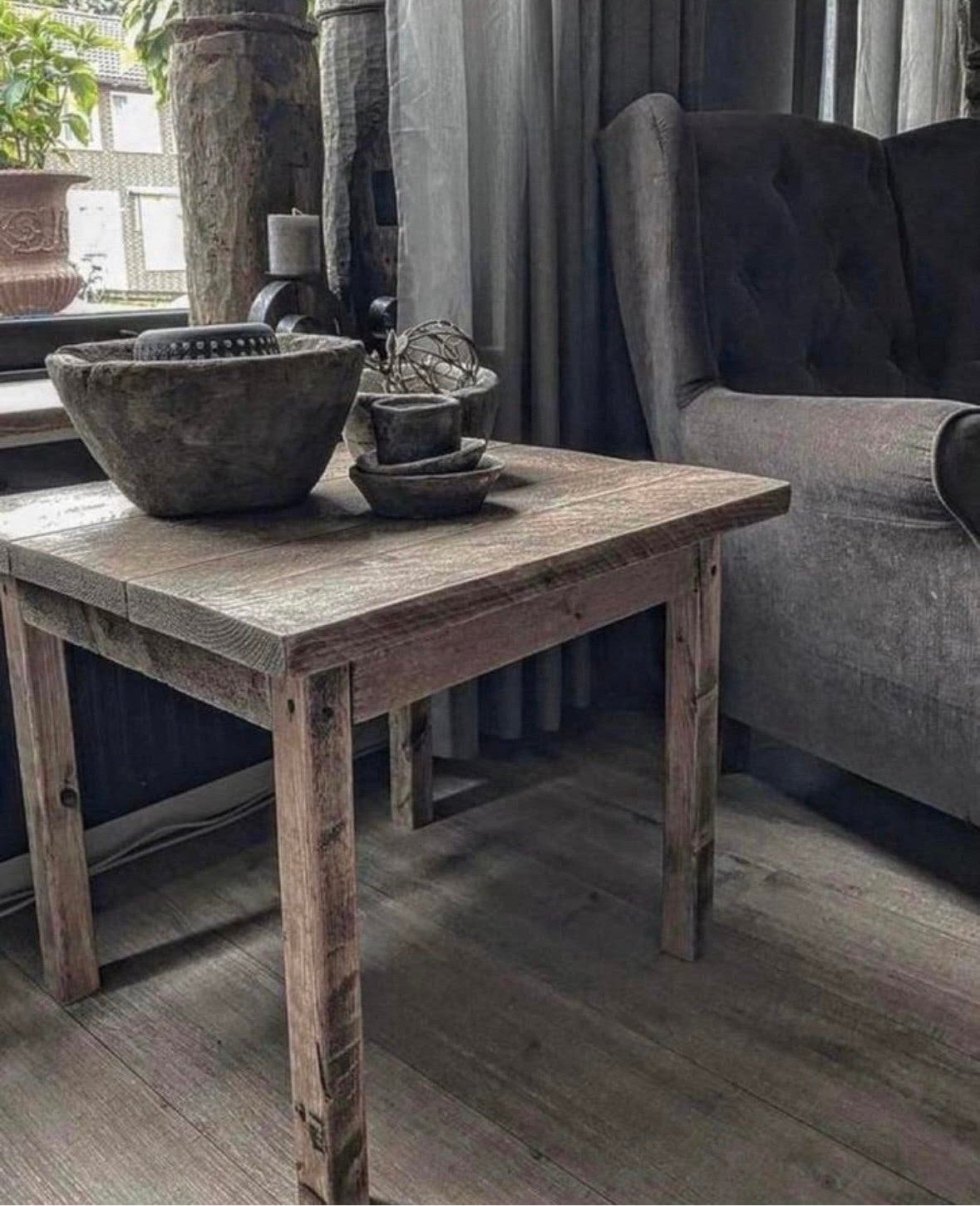 ~Stoer Sober Landelijk Houten Bijzettafel/Hoektafel~, Ophalen of Verzenden, Nieuw