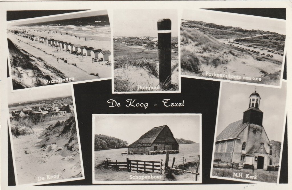DE KOOG Strand Duin Paal Parkeerplaats Kerk 1957, Verzenden, 1940 tot 1960, Gelopen, Waddeneilanden