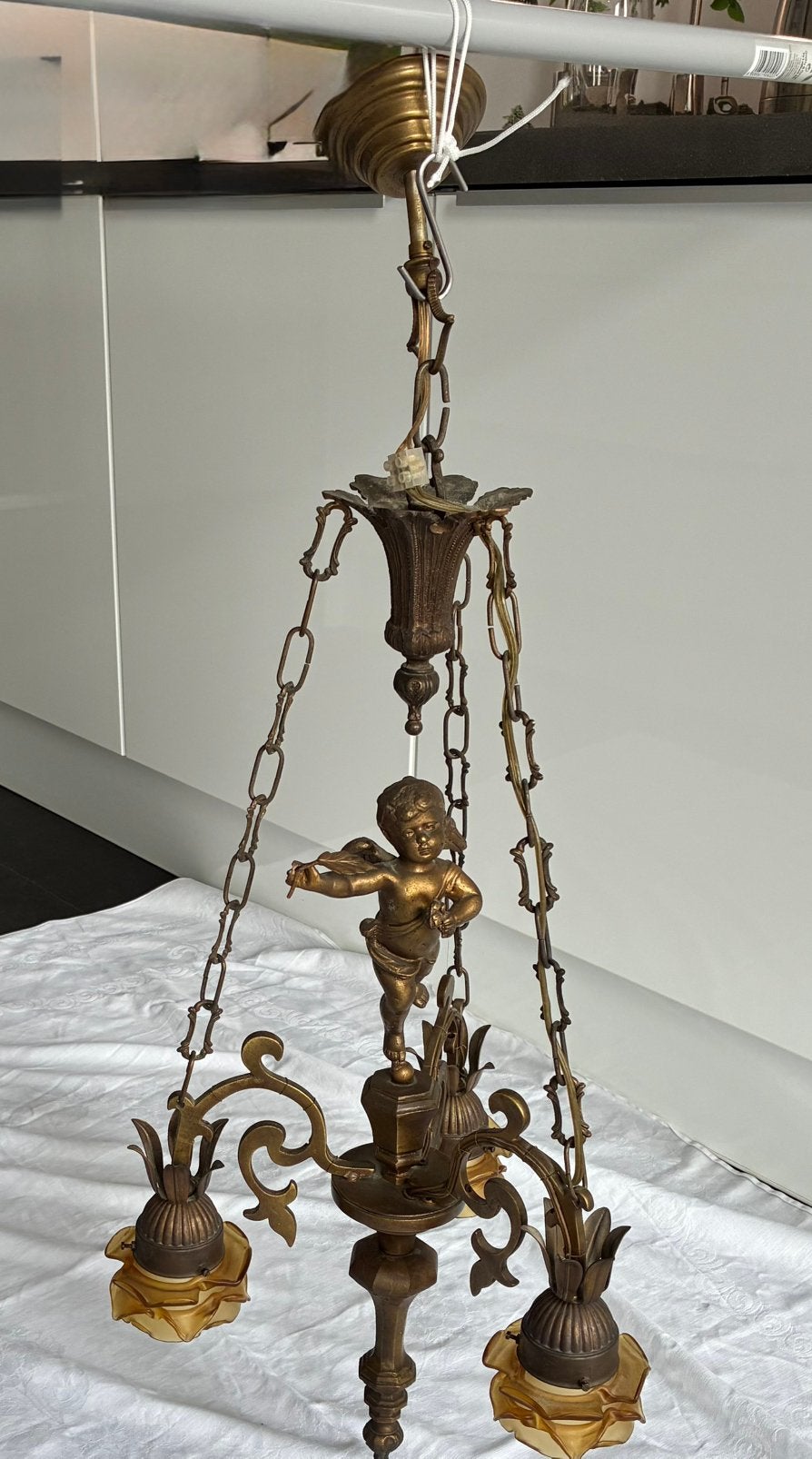 Prachtige Antieke Cherubijn Hanglamp – Barok / Empire Stijl, Ophalen