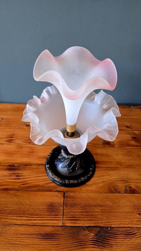 Vintage Epergne Tafelstuk - Roze Satijnglas - 29 cm, Ophalen of Verzenden