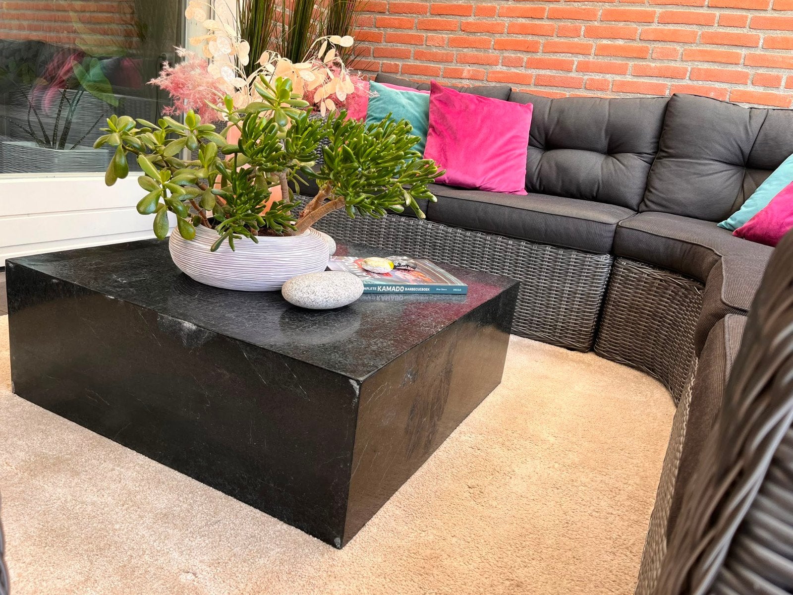 Zwarte steentafel, Ophalen, Overige materialen, Gebruikt, 50 tot 100 cm