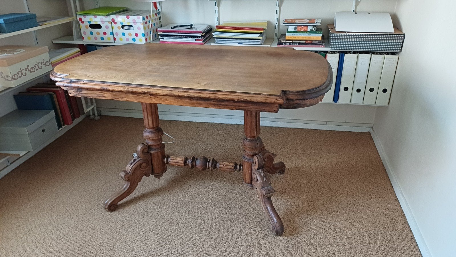 Klassieke eiken schrijftafel, Ophalen, Gebruikt, Hout, Bruin