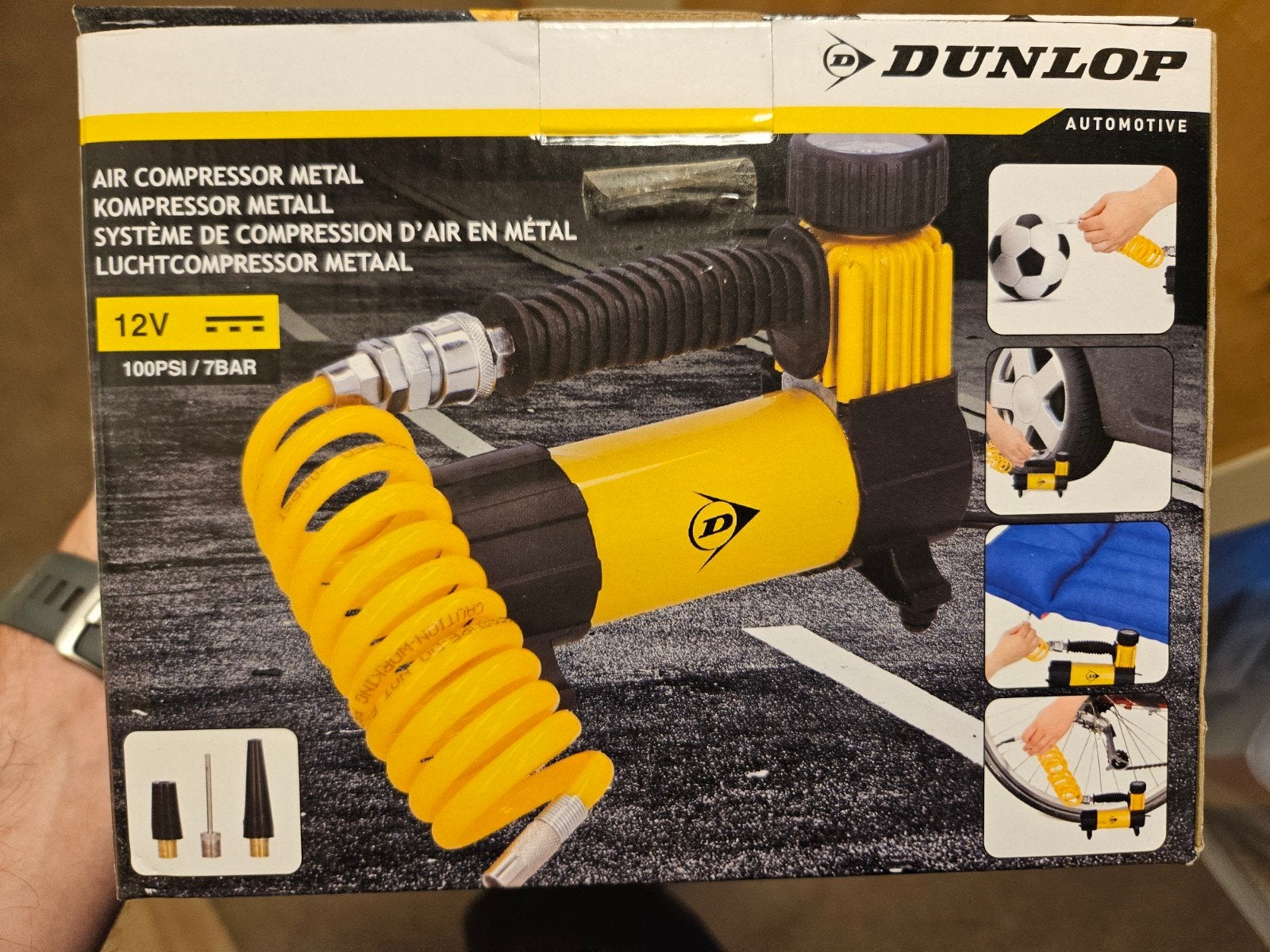 Dunlop 12V Autopomp / Luchtcompressor Metaal, Ophalen of Verzenden, Zo goed als nieuw