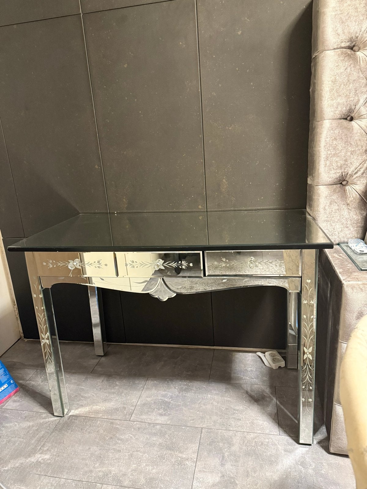 Luxe glazen make-up tafel met spiegel, Ophalen, 100 tot 150 cm, Minder dan 100 cm, Glas