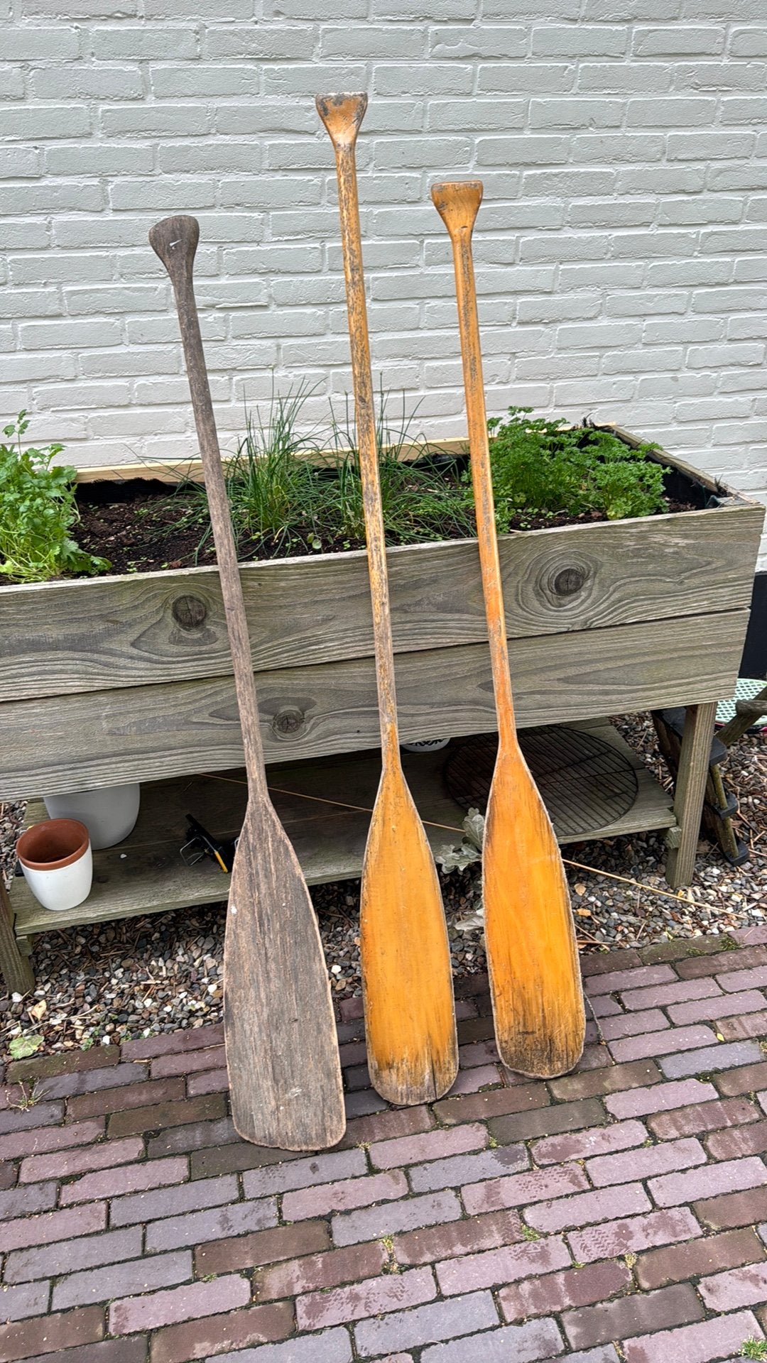 Houten peddels, Ophalen, Gebruikt, Enkelbladige peddel