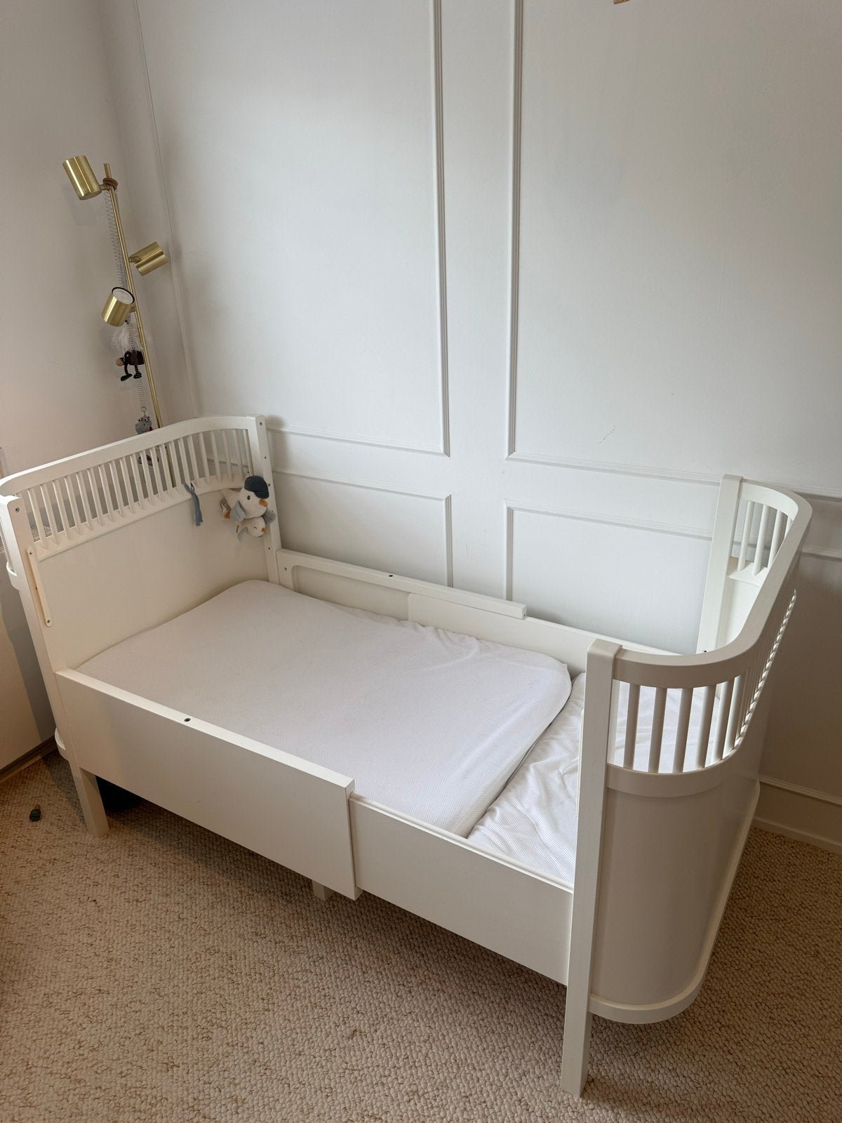 Sebra meegroei bed nieuw nooit gebruikt inclusief matras, Ophalen, Verstelbaar, Wit, 190 cm of minder