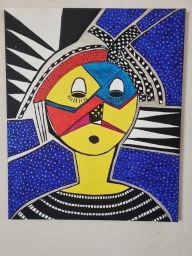 schilderij acryl op doek, Ophalen of Verzenden, Nieuw, 50 tot 75 cm, Schilderij