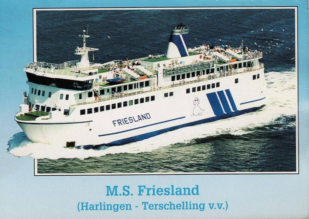Boot M.S. Friesland Harlingen-Terschelling v.v. 35, Ophalen of Verzenden, 1980 tot heden, Gelopen, Overige thema's