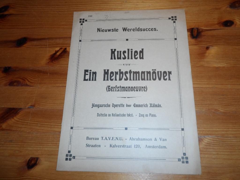 Emmerich kalman - kuslied - ein herbstmanover, Zang, Gebruikt, Ophalen of Verzenden, Artiest of Componist