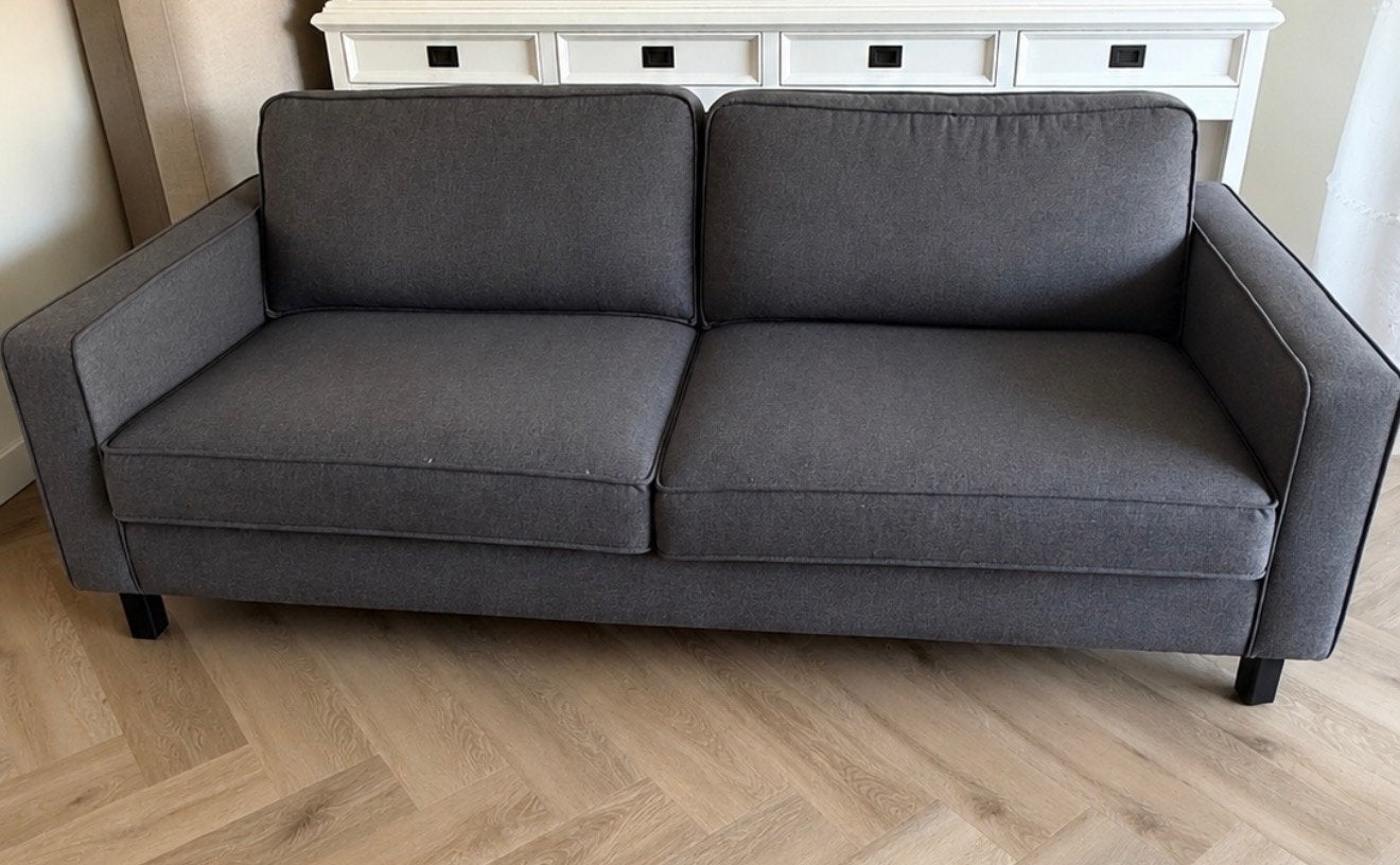 Grijs stof kwantum Lenno 2,5 zits € 25 bijna gratis, Ophalen, 150 tot 200 cm, Tweepersoons, 75 tot 100 cm