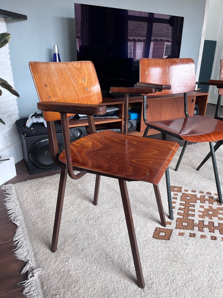 Vintage gipsen schoolstoelen, Ophalen, Gebruikt, Vintage, gipsen., Hout