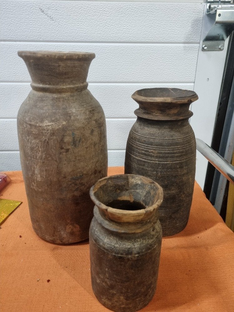 houten kruiken oud nepalese drie stuks, Ophalen of Verzenden, 'T Olde Gre-j, Info@toldegrej.nl, Endepoelstraat 20f Didam