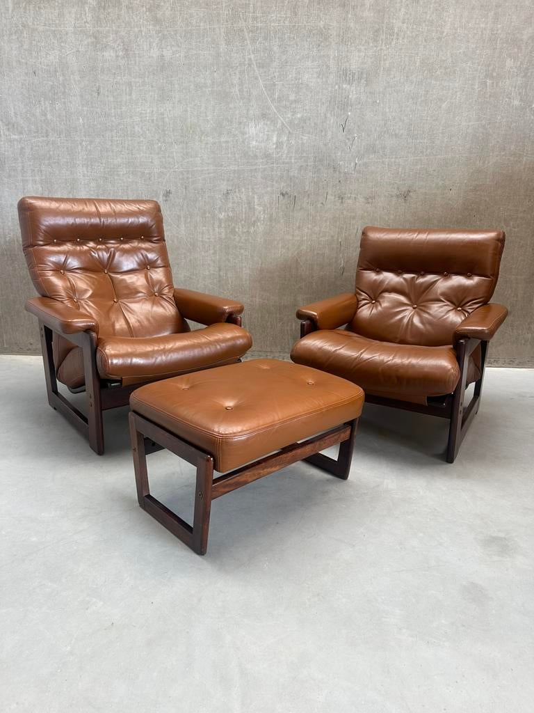 Set/2 Coja Culemborg Lounge Fauteuils Cognac 70s, Ophalen, 75 tot 100 cm, X, 50 tot 75 cm