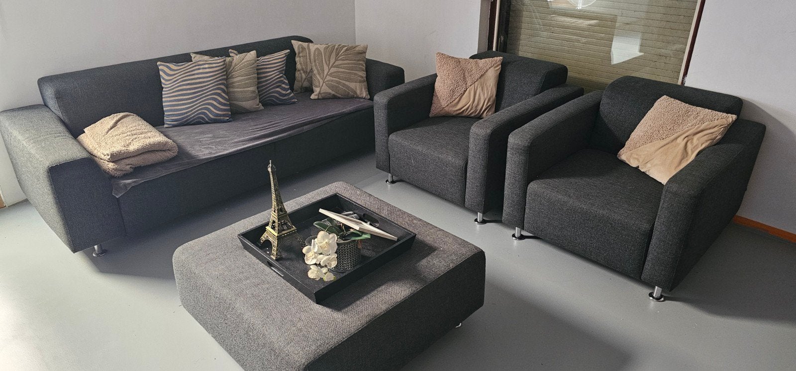 Moderne Goossens zitopstelling, bank, fauteuil, Ophalen, Gebruikt, Stof, Modern