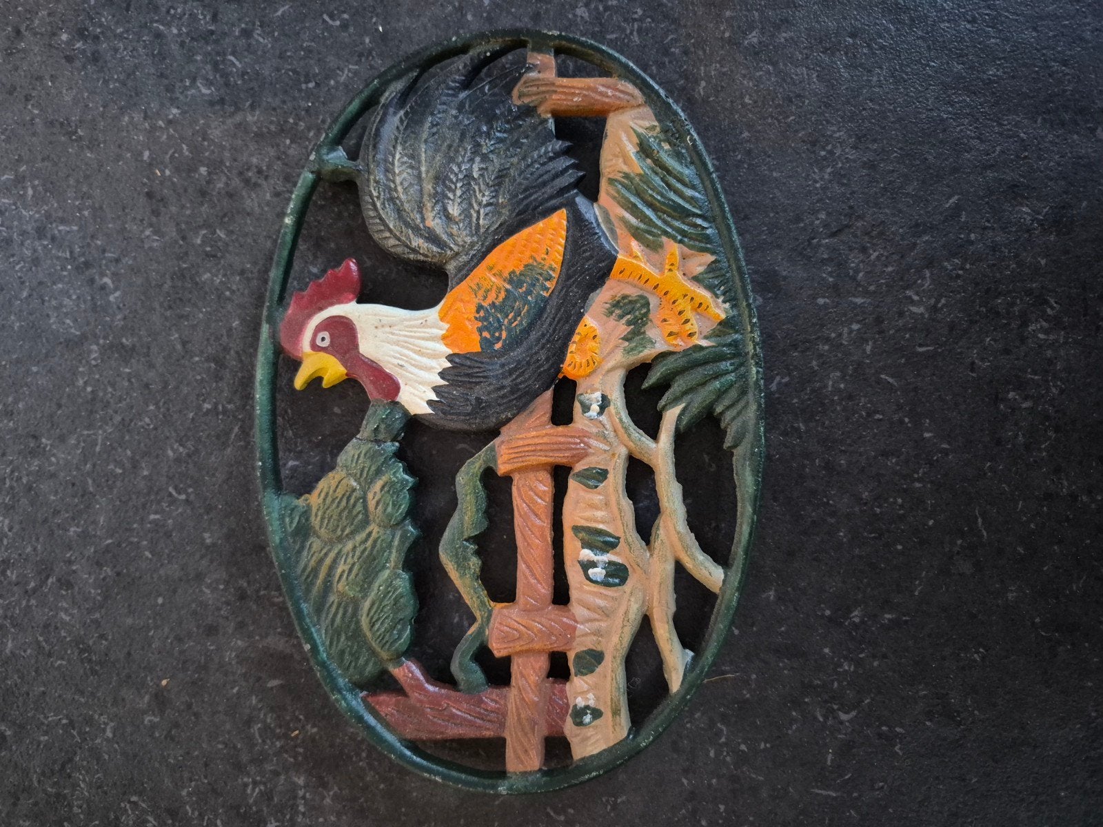 Decoratieve onderzetter met haanmotief, Ophalen of Verzenden