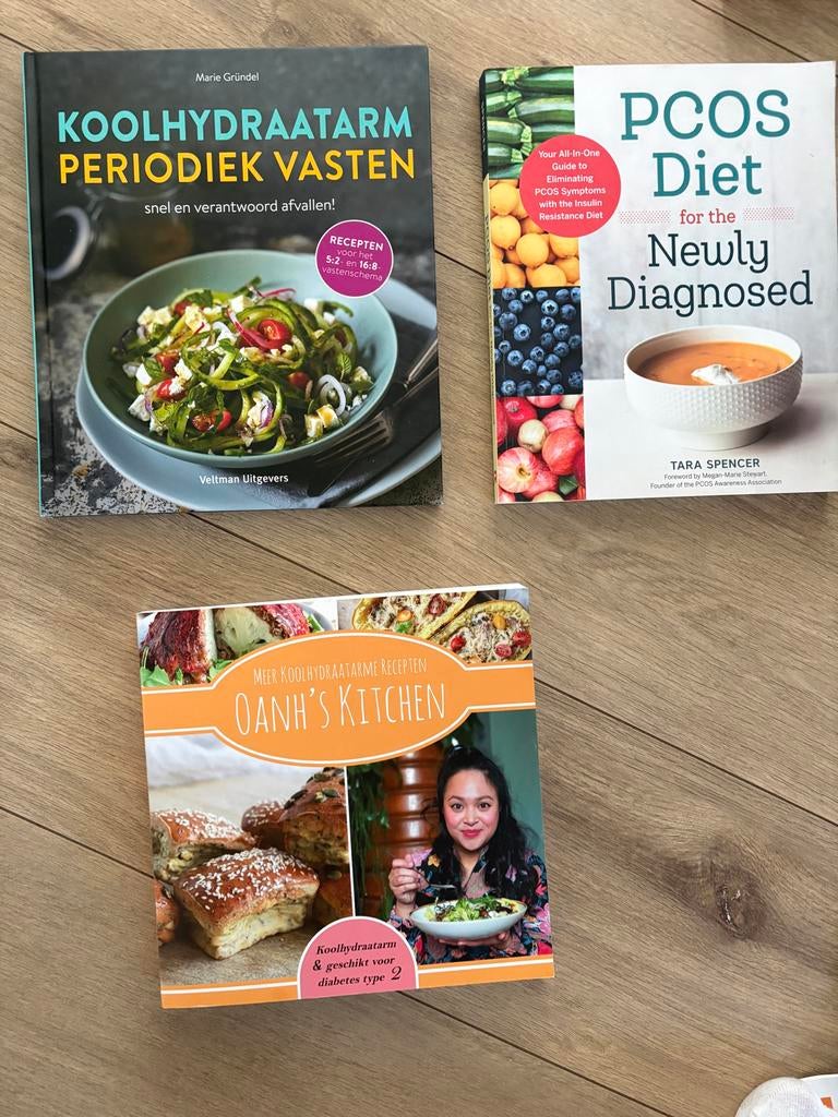 Koolhydraatarm kookboeken set - Vasten, PCOS & Diabetes, Boeken, Hoofdgerechten, Ophalen of Verzenden, Zo goed als nieuw, Gezond koken