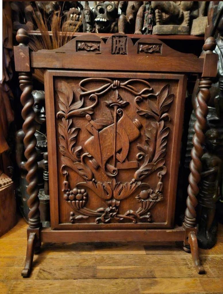 Antiek houten haardscherm.., Antiek en Kunst, Ophalen