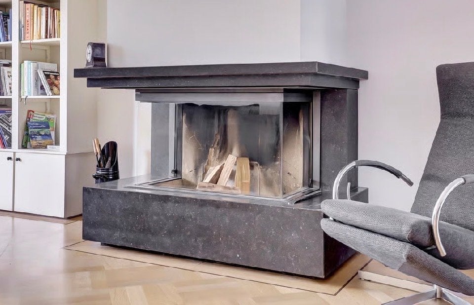 Kalfire W90/47S Houthaard met Kaderloze Ruit, Huis en Inrichting, Haarden, Ophalen, Gebruikt, Inbouwhaard, Houthaard